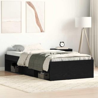 Berkfield Home Bed Frame without Mattress Black Oak 90x200 cm Engineered Wood in Brown