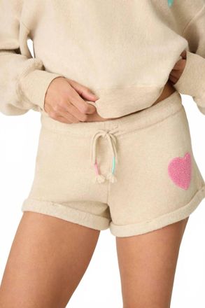 PJ Salvage Womens Fleece Lounge Shorts In Oatmeal
