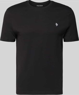 Review Basic Slim Fit T-Shirt mit Flock-Logo auf der Brust in Black, Gr&ouml;&szlig;e XXL