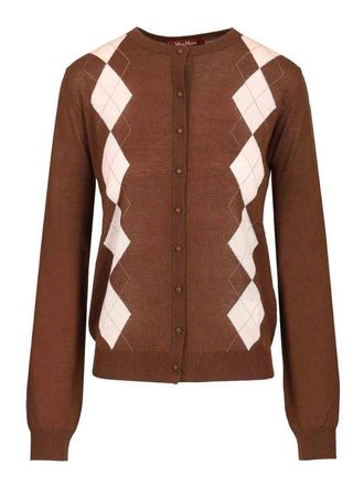 Max Mara Argyle Wool And Silk Cardigan