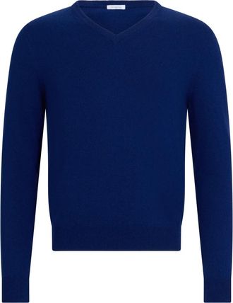 Malo Cashmere V-hals Trui - Heren - Cashmere truien - Blauw - XL - Kasjmier - Truien & Vesten
