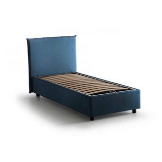 Talamo Italia Talamo Italia - Cama Individual Cassiopea, Cama Contenedor Con Revestimiento De Tela, 100% Made In Italy, Apertura Frontal, Adecuado Para Colch&oacute;n Cm 8
