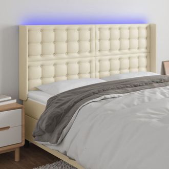 vidaXL Cabecero Con Led Cuero Sint&eacute;tico Color Crema 203x16x118/128 Cm Vidaxl