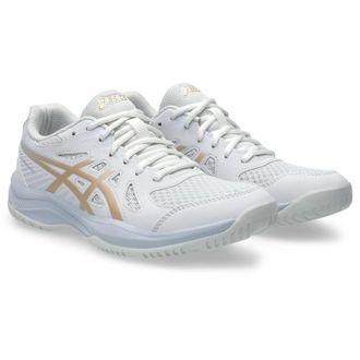 Asics Hallenschuh ASICS UPCOURT 6, Damen, Gr. 40,5, wei&szlig;, champagne, Synthetik, Schuhe Hallenschuh, besonders geeignet f&uuml;r Handball und Volleyball