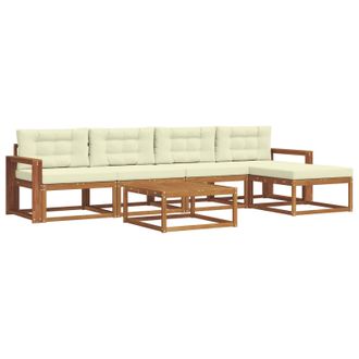 vidaXL Conjunto De Sof&aacute;s De Exterior Con Coj&iacute;n 6 Pcs Natural Y Crema Vidaxl