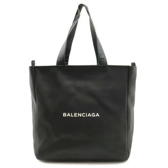 Balenciaga Black Leather Shoulder Bag Tote Bag (Pre-Owned)