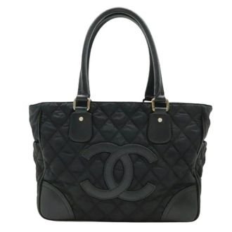 Chanel Pre-owned Tote Bags, female, Black, Size: ONE SIZE Pre-owned Matelasse Nylon Canvas Tote Bag