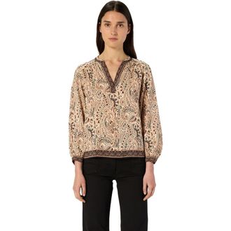 Gerard Darel Amaya Paisley Print V Neck Blouse in Natural at Nordstrom, Size 12