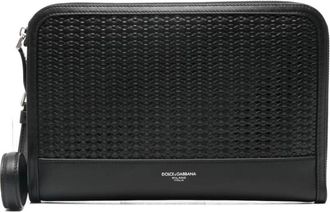 Dolce & Gabbana Wallets & Cardholders, male, Black, Size: ONE SIZE Atene Plong&eacute; Calfskin Clutch