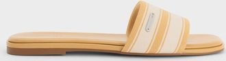 Charles & Keith Striped Square-Toe Slide Sandals