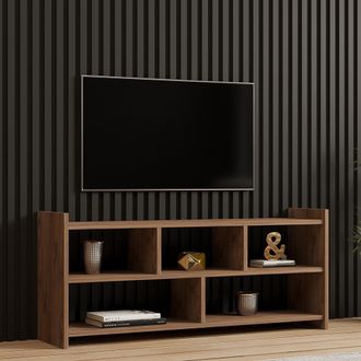 Dmora Mueble Para Tv Loreglia, 5 Estantes, 5 Compartimientos, Soporta 40 Kg, 118x28x55h Cm Roble Marr&oacute;n