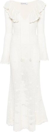 Self Portrait White Floral Crochet Midi Dress