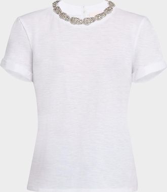 Cinq &agrave; Sept Garden Bree Crystal Short-Sleeve T-Shirt