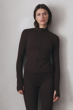 H&M Zip-through Sports Jacket With Softmove in Dark Brown at Nordstrom, Size X-Small
