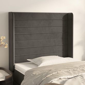 vidaXL Cabecero Con Orejas De Terciopelo Gris Oscuro 103x16x118/128 Cm Vidaxl