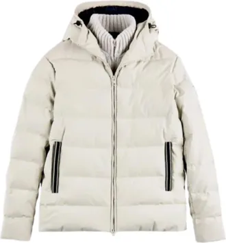 Fay Winter Jackets, male, Gray, Size: L Hooded Zip-Up Jacket