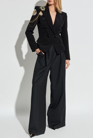 Balmain Blazer With Shimmering Appliqués, Womens, Black