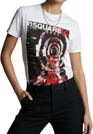 Dsquared2 Womens Logo Graphic T-Shirt In White