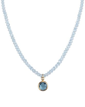 Jewelmak 14K Blue Topaz, Swiss Blue Topaz Necklace