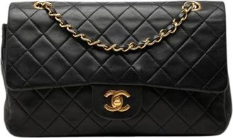 Chanel Pre-owned Classic Double Flap Shoulder Bag - Dames - Vintage Schoudertas - Zwart - ONE Size - Leer - Vintage