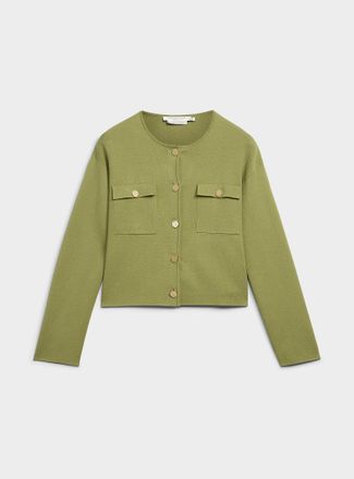 Contemporaine Womens Golden buttons pocket Cardigan Sweater