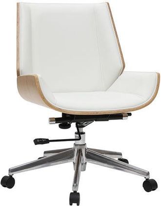 Miliboo Silla de escritorio madera clara y blanca curved