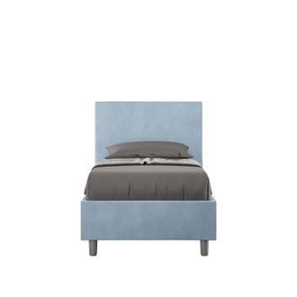 ITYhome Letto Singolo Con Rete Imbottito 80x210 Microfibra Azzurro Adele