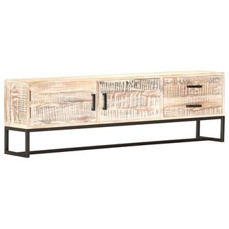 vidaXL Vidaxl - Mueble Para Tv De Madera Maciza De Acacia Blanco 140x30x45 Cm