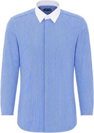 Tom Ford Overhemden, Heren, Blauw, L, Katoen, TOM Ford Shirts