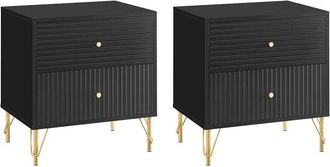 Vente-Unique Comodino con 2 cassetti Nero - Lotto di 2 - lureo