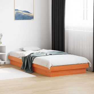 Berkfield Home LED Bed Frame without Mattress Wax Brown 90x200 cm Solid Wood