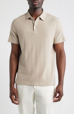 Robert Barakett Newman Textured Cotton Blend Polo in Tan at Nordstrom, Size Xx-Large