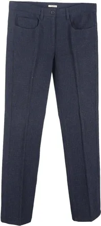 Miu Miu Cropped Trousers in Navy Blue Wool