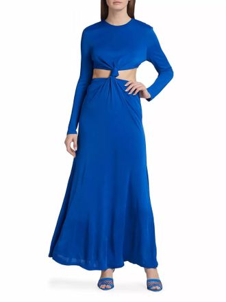 Farm Rio Womens Knot Cut Out Maxi Dress In Medium Blue
