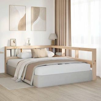 Berkfield Home Decorative Bookcase Headboard L-Shaped 160 cm Solid Wood Pine in Light Tan