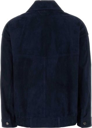 Santoro London Womens Navy Blue Suede Jacket Dnoblu Exterior: Ovine Leather Giacche Pelle