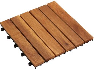 vidaXL Tile De Decking 10 Uds. Marr&oacute;n 30 X 30 Cm Madera De Acacia Vidaxl