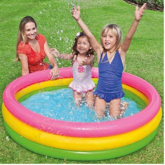 Trade Shop Trade Shop - Piscina Gonfiabile Per Bambini Arcobaleno A 3 Anelli Colorati 147 X 33 Cm