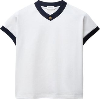 Versace White Logo V Neck T-Shirt