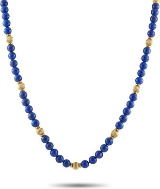 Luxury Bazaar 18K Yellow Gold Lapis Bead Necklace MF06-120825