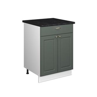 Vicco Mueble Bajo Para Fregadero/placa Fame-line, Verde Dorado Casa De Campo/blanco, 60 Cm Con Caj&oacute;n, Et Antracita, Vicco