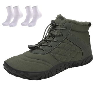 Generic Waterproof Snow Boots for Women | Non-Slip Fur Lined Mid Calf Sneakers | Lightweight Ankle Booties for Cold Weather Hiking(Army Green,12.5 Women/11.5 