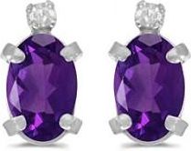 Allurez Oval Amethyst and Diamond Studs Earrings 14k White Gold (0.90ct)