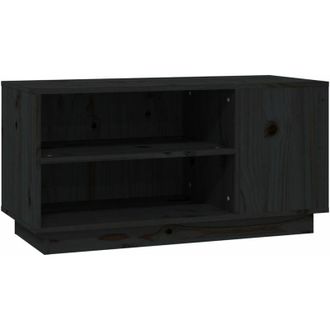 vidaXL Vidaxl - Mueble De Tv Madera Maciza De Pino Negro 80x35x40,5 Cm