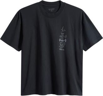 AllSaints Ignis Graphic Organic Cotton T-Shirt in Washed Black at Nordstrom, Size Xx-Large