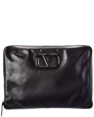 Valentino Vlogo Leather Pouch