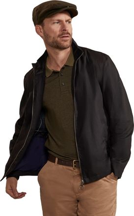 Mountain Warehouse Porthleven Mens Waxed Harrington Jacket Funnel Neck Everyday Coat Black Cotton - Size X-Small