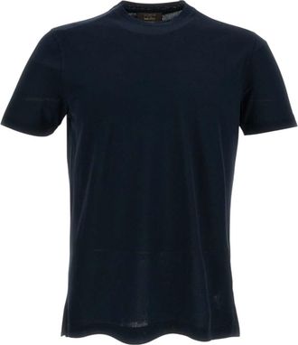 Zanone Blue Solid Crew Neck T-Shirt
