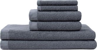 Coyuchi Classic 6-Piece Organic Cotton Towel Set in Graphite at Nordstrom, Size 6 Piece