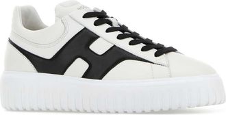 Hogan Mens White Leather H-Stripes Sneakers Bianer